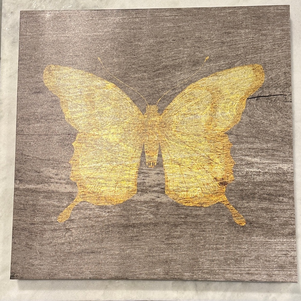 Gold Butterfly Wall Art Print - Unbranded